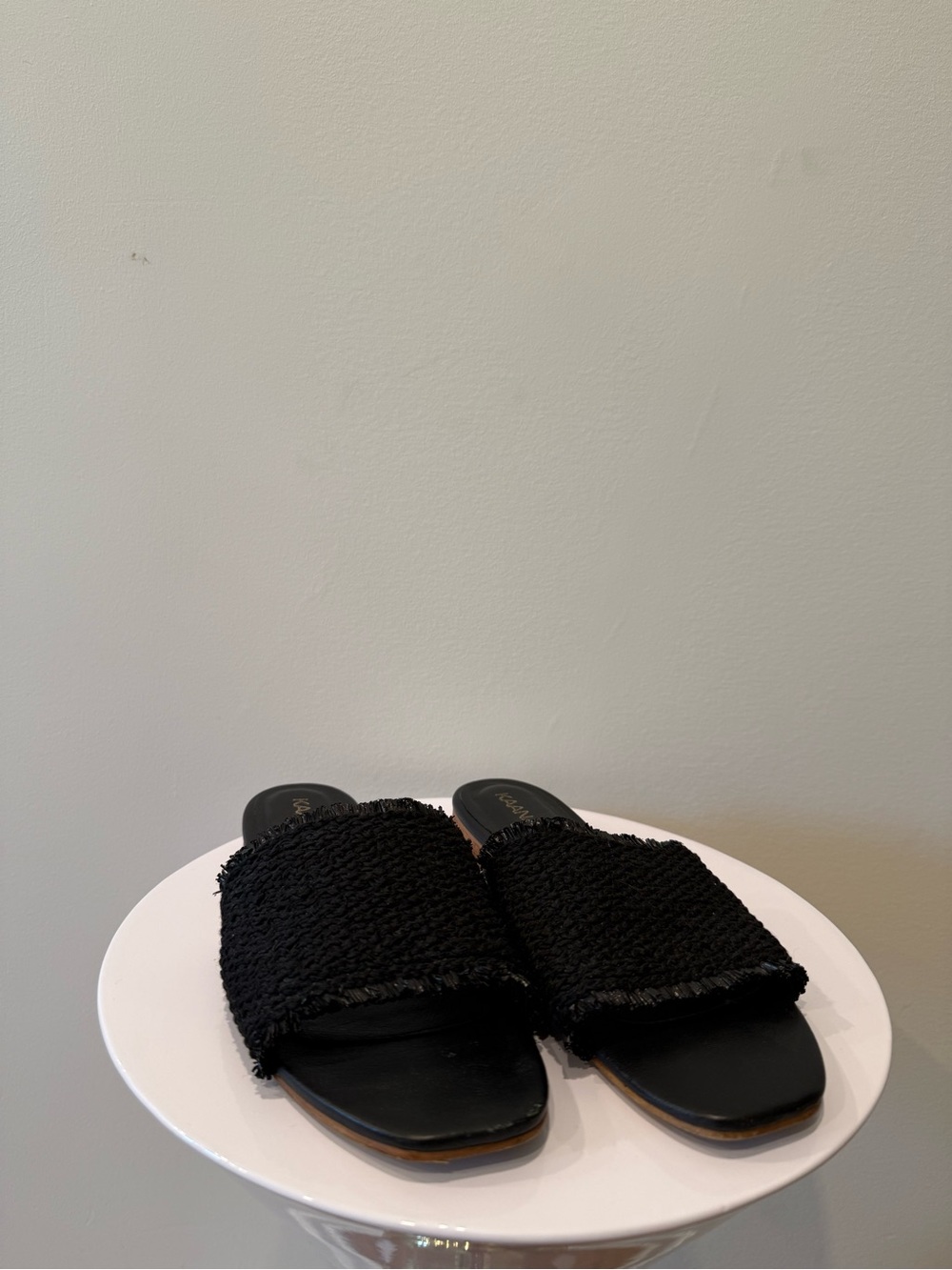 Kaanas Black Woven-strap Slide Sandals